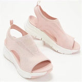 Mouth Sandals Women 2025 Summer New Net Cloth Thick Soles Of Leisure Sports Beach Shoes Flat Soles Flying