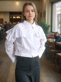 Shirt 2025 Autumn New Fashion Niche Splicing Lote Side High-Sensing Sexy Short Shirt Woman