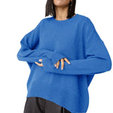 And Winter Explosion Of Women's Knitted Shirt Round-Neck Solid Color Loose