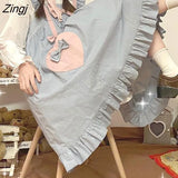 Dresses Women Ruffles Knee-length Loose Kawaii Japanese Style Trendy Girls Preppy Sweet Retro Female Vestido