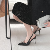 Pointed Metal Buckle Retro Single Shoes In The Fall Of 2025 New Thin Heel Middle Heel Women's Shoes Low-Heeled
