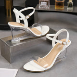 Zingj Versatile Wedge Sandal Women's Summer 2023 New Sexy Crystal Transparent High Heels With Wedge