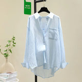 Thin Long-Sleeved Shirt Women 2025 New Temperament Casual Design Feel Cardigan Shirt Women