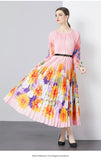 New Women's Dress Dress Oversized Dress Print 100 Folds T-Shirt With T-Shirt Holiday Casual
