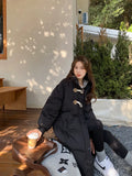 Female 2024 New Korean Version Loose Medium And Long Cotton-Padded Jacket Winter Jacket-Outfit