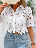Lace Fashion Elegant Shirt Shirt Casual Holiday Party Hollow