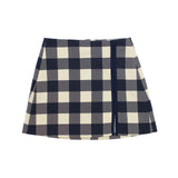 Spring Plaid Split Miniskirt