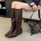 Head Heightening Long-Skinned Women 2025 Autumn New Retro Pants Boots Knight Thin Skin