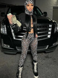 Leopard Print Skinny Y2K Pant Women Sexy Mesh Transparent High Waist Slim Trousers Summer Hipster Bottoms