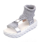 Thick-Soled Soft-Soled Toe-Ss Cake Thick-Soled Sandals Comfortable Knitted Knitted Roman Shoes