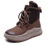 Leather Thick Bottom Boots Autumn And Winter Plus Velvet Warm Cotton Boots Round Head Zipper Retro Short Boots Martin