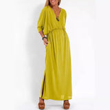 Summer 2025 Fashion Solid Color High Waist Open Fork Short Sleeve