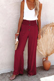 Women's Spring And Summer New Women's Pants Solid Cotton Tampons Tight Loose Leisure Wide Legs Women's