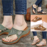 Women's Shoes 2025 New Slope And Light Leisure Flowers Color Clip Slippers Plus 43