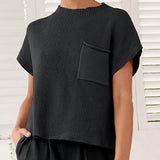 Wool Vest Sleeveless Pocket Casual Fashion Ribs Vest