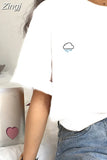 Sleeve T-shirts Women Summer Embroidery Loose Korean Style Simple All-match Trendy Causal Chic Girls Ins BF Tees Daily