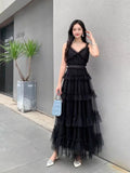 Light Yarn Bare Back Sweet Wooden Ear Slings Long Shaft Fairy Air Mesh Irregular