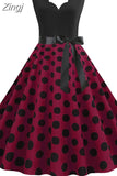 Women Dot Print Dress Summer Sexy V-neck Sleeveless Elegant Vintgae Party Dress Vestidos S~3XL Robe