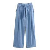 New Bag Cover Short Shirt 799005 With Belt Wide Leg Trousers