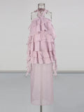 Holiday Wind 2025 Autumn/Winter New Temperament Elegant Lotus Leaf Side Design Slim Skinny Dress