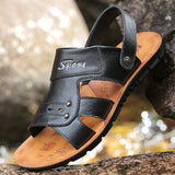 Zingj Summer Sandals Fashion Cowhide Beach Shoes Casual Fashion Plus Size Men's Shoes 46