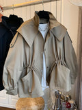 Korea's Dongdaemun Design Sense Of A Small Relaxed Leisure Drawstring Waist Workwear Windwear Coat Women's Spring And Autumn
