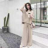 Knitted Broad Leg Trousers Set Two Sets Of Women's Autumn And Winter 2025 New Cashmere Sweater Broad Leg Pants Trousers Qi