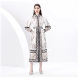 2025 Early Spring Court Wind Clip Single Door Leaning Lantern Sleeve Vintage Printed Long