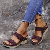 2025 Summer New Retro Leisure Water Drill Flowers High Heel One-Word Female Slope And