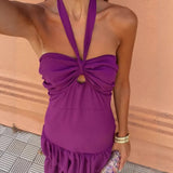 Women's Clothing Explosion Hanging Neck A Word Collared Back