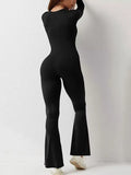 Women's Long-Sleeved Giose Waist-High-Legged Jump-Suited Jump-Suited Jump-Suited