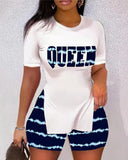 Size Women's Wear Spring And Summer 2023 New Leisure Printed Short-Sleeved Shorts Two