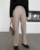 Zingj Women's Fall / Winter 2024 High-Waisted Leather Patchwork Trousers For Women's Casual Pants Leather