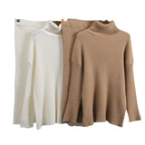 Bar Half-Dress High-Necked Sweater Suit Women Loose Warm Jacket Sweater Two Sets Of