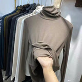 Zingj Shot Anti-Ball Cotton Pile Collar Wine Red Bottom Shirt Autumn Long-Sleeved T-Shirt Women With Slim Turtleneck