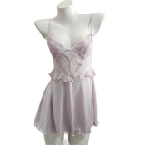 2025 High-End Sexy Pure Lusty Pyjamas French Design With Chest Cushion Ice Silk Sexy Sling