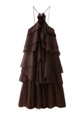 Women's Explosive Flowers With Folded Backs Hanging Neck