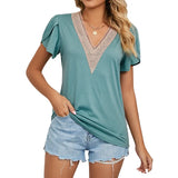 Elegant Hollow Out Blouse Fashion Summer Women Petal Short Sleeve Tops Women's Shirts 2023 Ladies Blouse Clothes