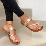 Cool Slippers Women's 2025 Spring Round Head Casual Clip Metal Belt Buckle Flat Bottom