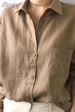 Sunscreen Blouse Spring Long Sleeve Shirt for Women 2023 New Korean Fashion Solid Color Cotton Linen Tops Clothes