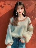 Horse Hairy Loose Long-Sleeved Knitted Sweater 2025 Early Autumn New Female Unique Super-Good-Looking