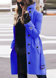 Autumn And Winter Large Size Hairs, Women's Coat Single Row Multi-Buckle And Button Collar