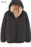 Women Autumn Winter Parkas Coat Jackets Female Lamb Hooded Plaid Long Sleeve Warm Winter Jacket S~3XL casaco
