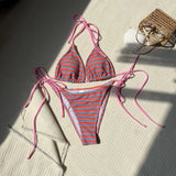 2024 New Striped Towelcloth Small Fresh Sexy Swimwear