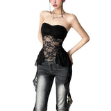 2024 Summer New Women's Lace-Up Tectoral Net Exposed Umbilly Body