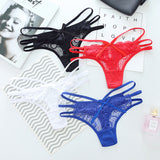 Transparent Lace T-Shirt Tempting Fine Strip With No Trace Perspective Low-Rise Hot Cotton Crotch
