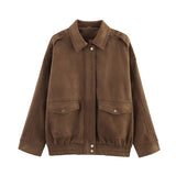 Explosion Women's Retro Makes Old Fashion Pilot Jacket Curry