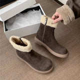 Boots Women Winter New Sen Series Retro Plus Velvet Cotton Shoes Flat Hair Short Boots