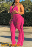 Two PIeces Set Sexy Knitted Halter V-Neck Lace Up Backless Tassel Skinny Crop Tops + Hollow Out Pants Streetwear