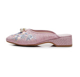Zingj Plus Size Slippers Women's Summer Low Slope Heel Platform Sandals Embroidery Flower Women's Sandals Slippers Pointed Fashion Nail